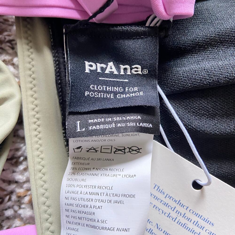 Prana Tulum Swim Top Women's L Black Color Block Bikini Sporty Crisscross Back - Picture 6 of 6